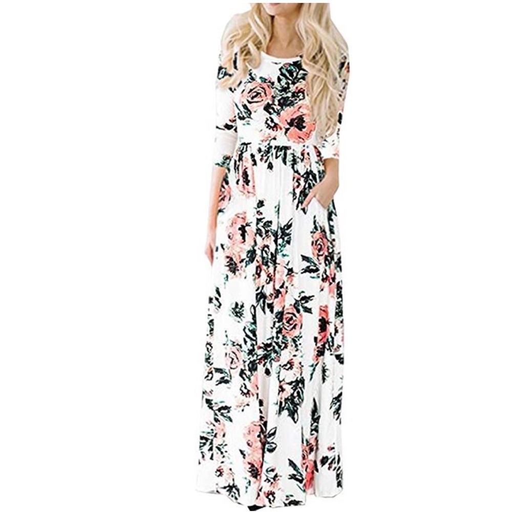 White floral maxi dress